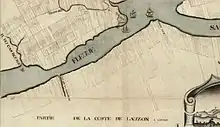 Description de l'image Carte du gouvernement de Québec levée en l'année 1709 - Coste de Lauzon.jpg.
