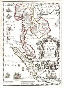 Carte du royaume de Siam faite en 1686.