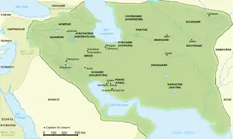 L'empire sassanide à la fin du VIe siècle.
