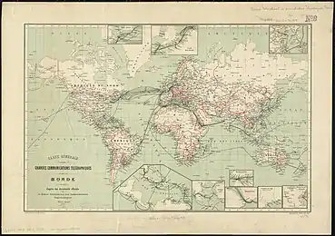 Carte des communications télégraphiques du monde