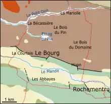 Carte géologique du Pin montrant les principales formations présentes dans le sous-sol.