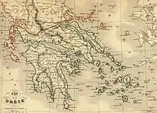 Carte de Grèce de 1843.