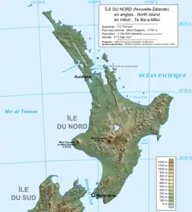 Carte topographique de l'île du Nord.