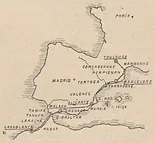 Carte des destinations depuis Montaudran en 1921