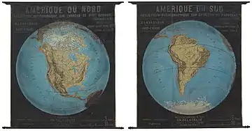 Carte murale Projection Orthographique sur l'Horizon (1880).