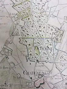 Carte de la forêt de Châteauneuf postérieure à 1761