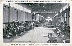 Salle des alternateurs de la centrale électrique de Saint-Denis en 1912