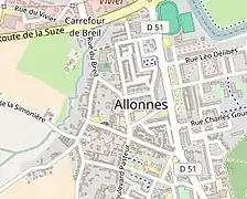 Carte du site Archéologique d'Allonnes.