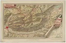 Carte topographique ancienne à vocation touristique.