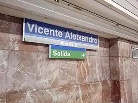 Image illustrative de l’article Vicente Aleixandre (métro de Madrid)