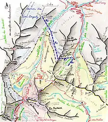Carte des vallées de la Géla et de Saux