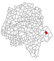 Vue d'une carte de l'Indre-et-Loire indiquant l'emplacement de Beaumont-Village.
