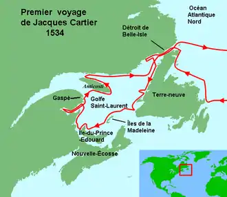 1er voyage de Jacques Cartier en 1534