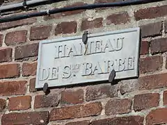 Plaque indiquant le hameau de Sainte-Barbe.