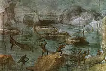 Scène de l'Odyssée dans un paysage marin. Maison de la via Graziosa, Ier siècle AEC. Musées du Vatican.