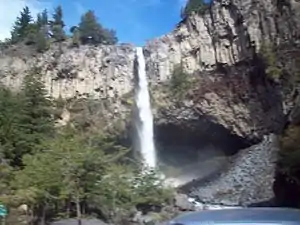 Cascade et arbres à Laguna del Laja, 2007.