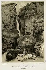 Cascade de Montauban au milieu du XIXe siècle par Joseph Latour