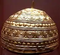 Casque de l'âge du bronze à Leiro en Galice