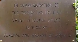 Plaque commémorative de la visite de Charles de Gaulle le 3 juin 1969