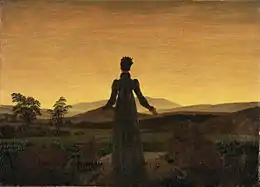 Caspar Friedrich : Femme devant le coucher de soleil.