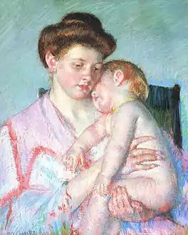 Mary Cassatt, Sleepy Baby, pastel sur papier, 1910, Dallas : Dallas Museum of Art.