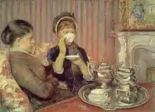 Femmes prenant le thé (peinture Tea de Mary Cassatt).