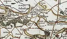 Carte du XVIIe siècle montrant la région de Vilbon.