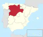 Situation géographique de la Castille-et-León en Espagne.