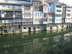 La ville de Castres, maisons au bord de l'Agoût