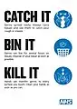 Affiche avec le slogan Catch it, Bin it, Kill it concernant le coronavirus.