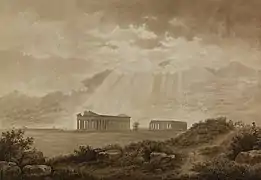 Franz Ludwig Catel, Les temples d’Héra et de Neptune à Paestum, 1812.