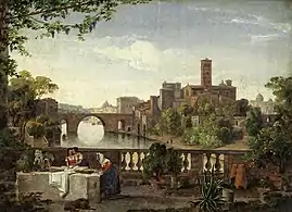 Vue de l'Île Tibérine à Rome (vers 1813-1818).