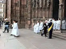 Cérémonie de clôture des festivités du millénaire de la cathédrale Notre-Dame de Strasbourg en 2015.