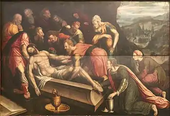 Anonyme, La Mise au tombeau de Jésus (XVIe siècle), huile sur bois.
