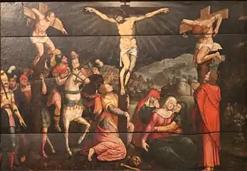 Anonyme, La Crucifixion (XVIe siècle), huile sur bois.