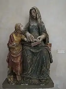 Sainte Anne instruisant la Vierge, pierre polychrome XVIIIe dans la cathédrale.