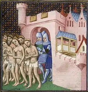 L'expulsion des habitants de la ville de Carcassonne lors de la croisade des barons (1209).