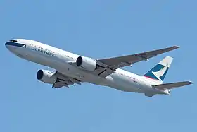 Un Boeing 777-200ER de Cathay Pacific.