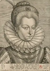 Portrait de Catherine Henriette de Balzac d'Entragues, Marquise de Verneuil, 1600, estampe.