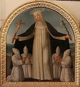 Ste Catherine de Sienneprotectrice de la confrérie Saint-Michel,Sano di Pietro, XVe siècle.