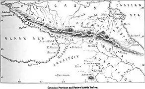 Carte du Caucase durant la guerre de Crimée (1854-1856)