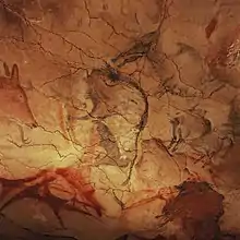 Bisons dessinés dans le plafond de la grotte Altamira.