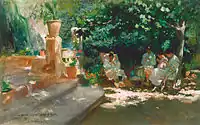 Mujeres en el jardín, Cecilio Plá y Gallardo, vers 1910.