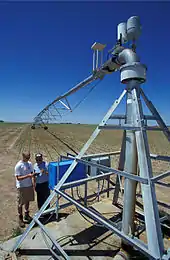 Pivot d'irrigation et départ de la ligne tournante, États-Unis.