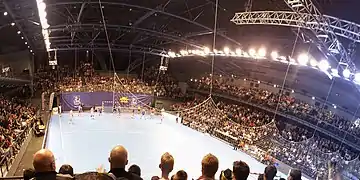 Le Liberté lors du match de handball Cesson-Rennes MHB - Montpellier AH, le 12 mai 2012.