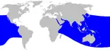 Aire de répartition du Mésoplodon de Nishiwaki