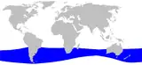 Aire de répartition du Mésoplodon de Layard