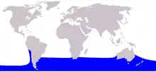 Aire de répartition du Dauphin aptère austral