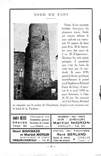 La tour Maulmont dans la revue du syndicat d'initiative de Châlus, première moitié du XXe siècle, avant l'effondrement de 1994.