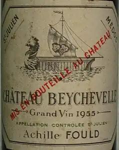 Étiquette de Beychevelle 1955.